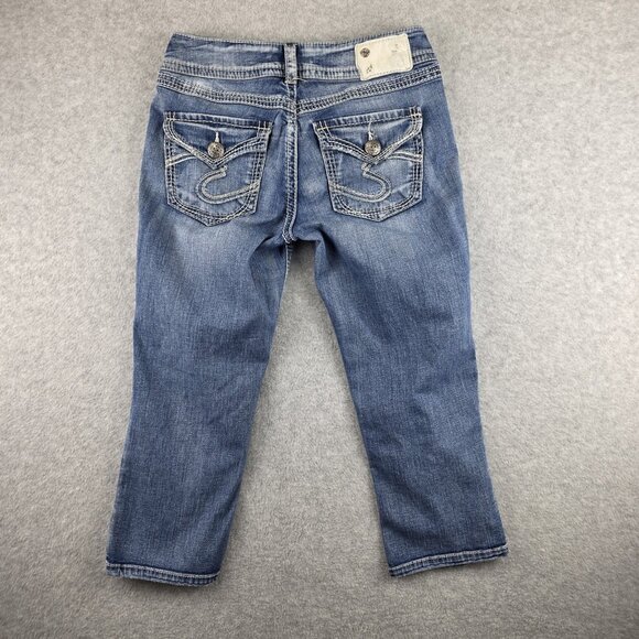 Silver Jeans Co. Suki Surplus Capri Jeans Womens 27 Blue Mid Rise Crop - Picture 2 of 10